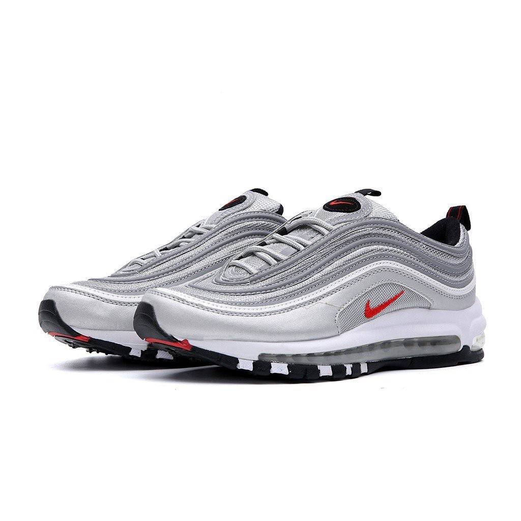 耐吉 Efku 正品現貨Nike Air Max 97 Silver Bullet Nike 97 復古鞋慢跑鞋氣墊鞋男