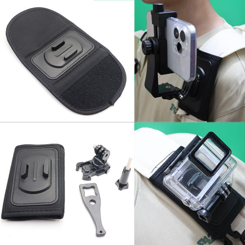 相機配件 支架配件 GoPro背包夾GoPro9/8/7大疆運動相機肩帶支架胸前固定手機支架夾
