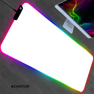 ♞全白大號滑鼠墊 RGB 發光個性圖片定製粉色 PC 桌墊 XL DIY 地毯墊遊戲玩家