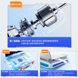 ♞,♘,♙綠巨能V10筆記本電腦散熱器配備3500轉渦輪風扇 快速冷卻遊戲筆記本，帶有可調節支架 RGB燈光以及USB拓