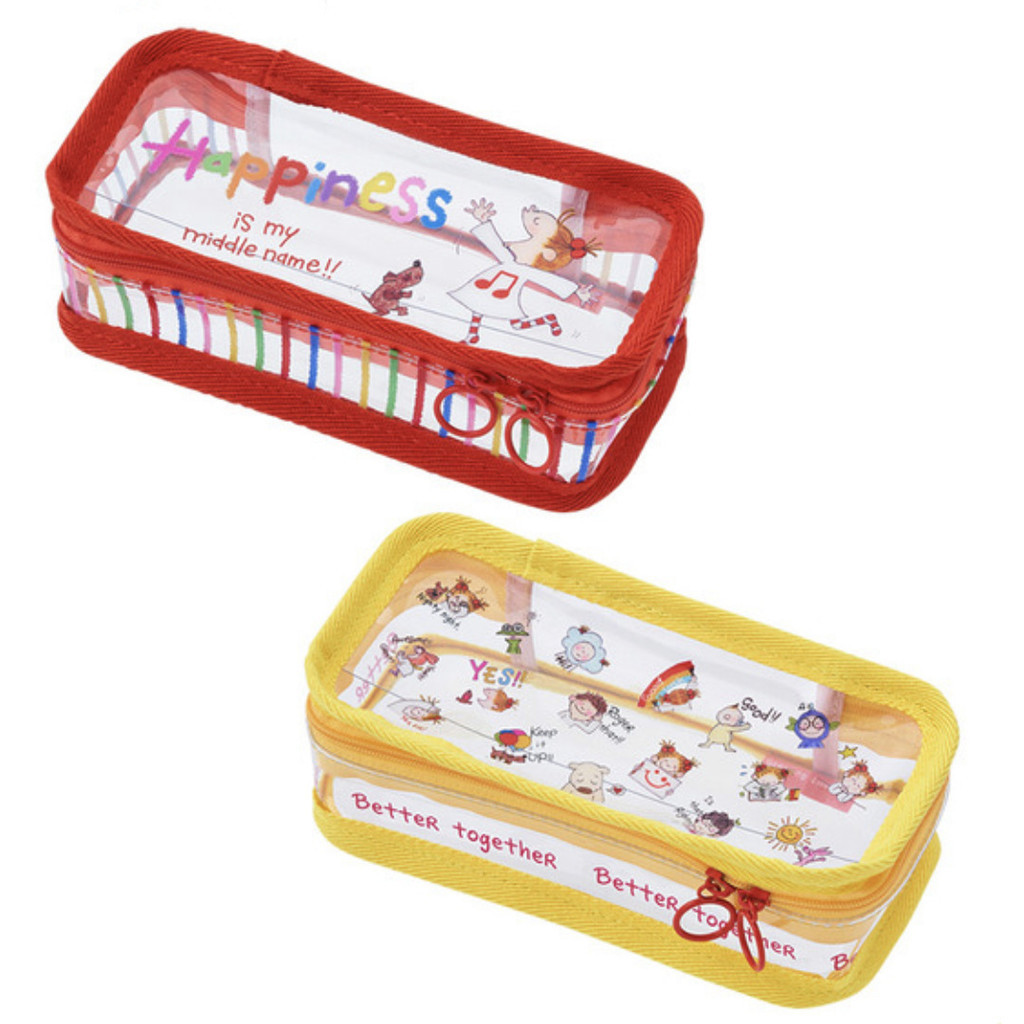 日本COCO醬小女孩卡通印花透明筆袋學生大容量多功能文具盒