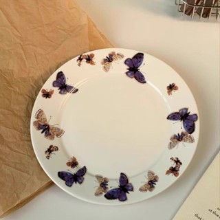 蝴蝶陶瓷盤 耐高溫餐盤餐具 創意水果盤 點心甜品蛋糕盤
