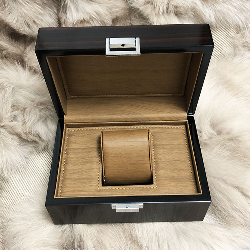 高檔木漆首飾珠寶收納盒 黑色紋路大氣單隻裝男表手錶盒 可訂做