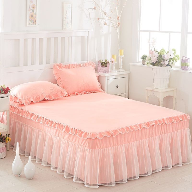 韓國公主蕾絲床裙單人床罩雙人席夢思床單床墊保護床罩 1.8m