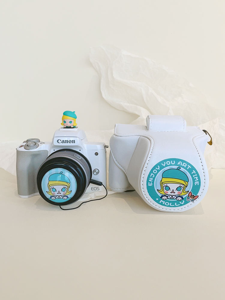 白色相機包適用佳能R50富士XS10索尼ZV1微單眼數位相機皮套帶揹帶