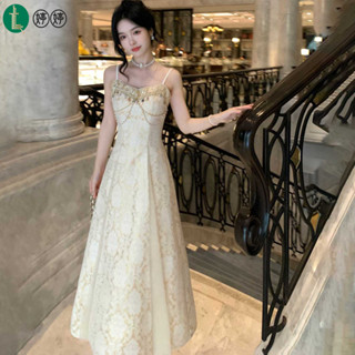 小紅書同款 約會穿搭婚禮 2025年春季新款高階感宮廷風輕禮服裙 提花生日禮服 初戀甜美心機連身裙 沙灘裙 海邊抹胸洋裝