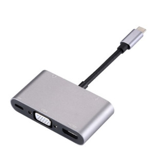 【蝦皮優選】 ♞Type-c转HDMI+vga+PD+音频+USB 五合一 转换器 双屏同屏显示 USB 3.0 集線器