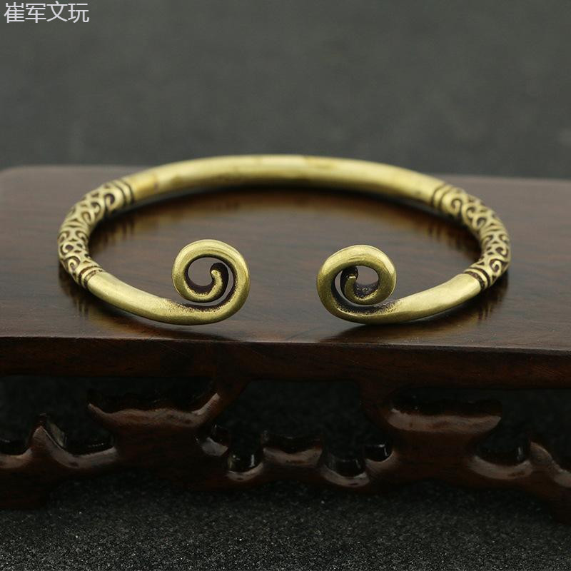 純手工黃銅緊箍咒手鐲 做舊工藝仿古銅器孫悟空鐲子 至尊寶手環