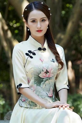 現貨速發 改良旗袍唐裝女夏季 春夏季中式改良女裝 旗袍唐裝 五分袖上衣 女套裝 緊身民國風漢服二件套