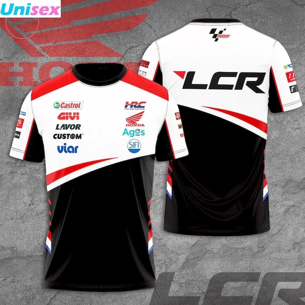 HONDA Fanmade LCR 嘉實多本田 HRC MotoGP 賽車隊滌綸 3D 打印 T 恤 2024