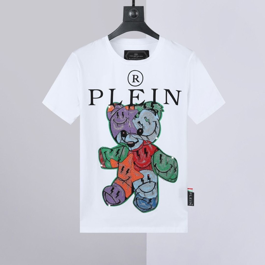 Philipp PLEIN夏季德國新款時尚品牌PP熱鑽熊男士個性時尚大碼修身圓領S