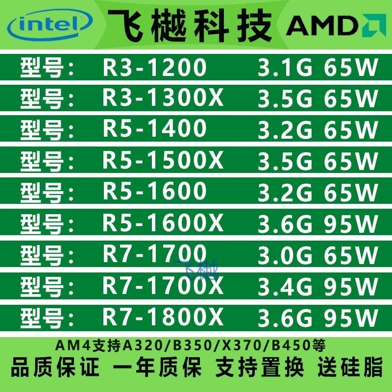 ♞【現貨 特價促銷】AMD銳龍 R3 1200 1300X R5 1400 1500X 1600X R7 1700X 1