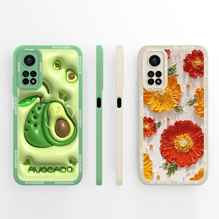 XIAOMI MI 小米 Mi 10T Pro 5G 手機殼可愛漂亮鱷梨花方形液體矽膠後蓋小米 Mi10T 10TPro
