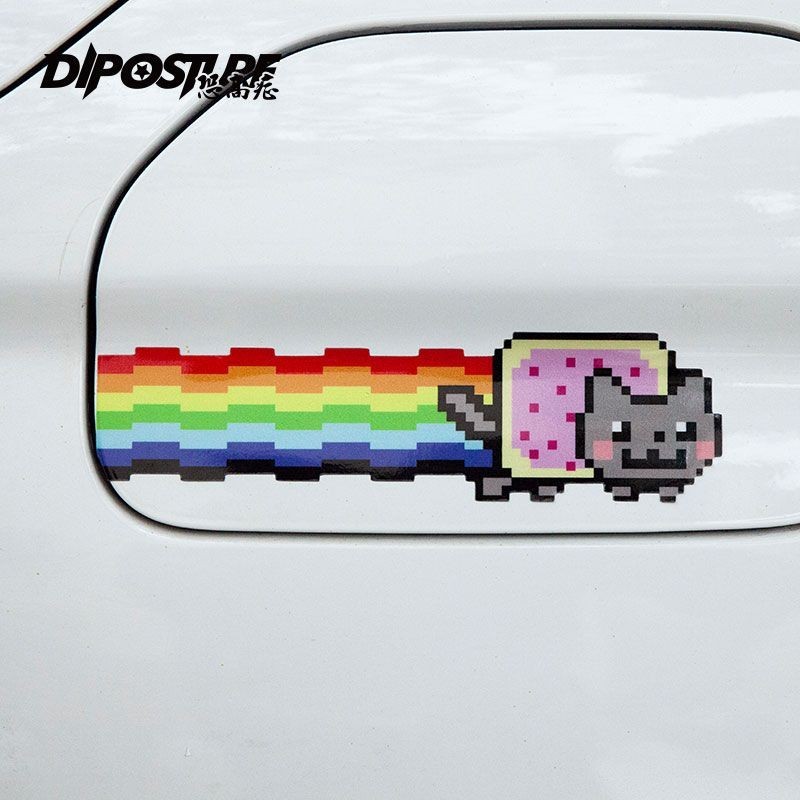 【新款車貼】 汽車貼紙網紅Nyan Cat彩虹貓行李箱貼紙防水反光電動車機車貼紙