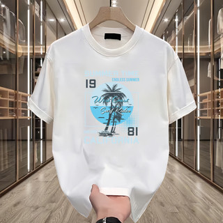 【Oversize】純棉襯衫圓領新款T恤黑白情侶圖案男上衣街裝時尚潮流Frivolous Graphic 220Gsm透