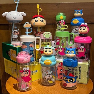 【隔日到店 款式多樣】蠟筆小新水杯 小新水壺 可愛水杯 蠟筆小新杯子 女生高顏值吸管杯子 玻璃水杯 兒童夏季水壺
