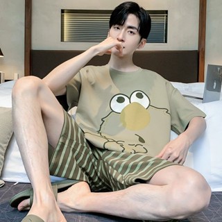 【用來】 【店鋪熱銷】NASA皮卡丘純棉男士睡衣夏季薄款青少年短袖加肥加大碼家居服套裝