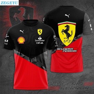 Ferrari F1 法拉利賽車隊 3D 打印男士球衣夏季短袖時尚球衣