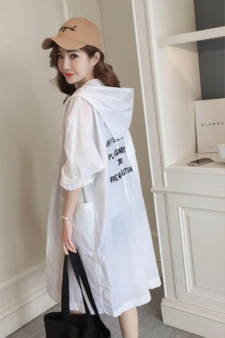 【臺灣出貨】 2025夏季新款外套防曬衣女中長款韓版寬鬆大碼百搭風衣薄防曬衫服
