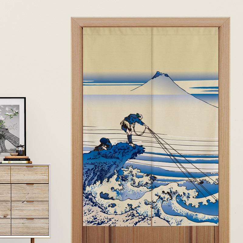 日式富士山窗簾風水門簾臥室浴室廚房半簾日式窗簾門簾