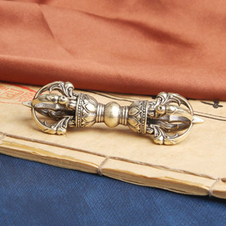 純黃銅五股金剛降魔杵桌面擺件 西藏宗教法器手把件 工藝品文玩收藏