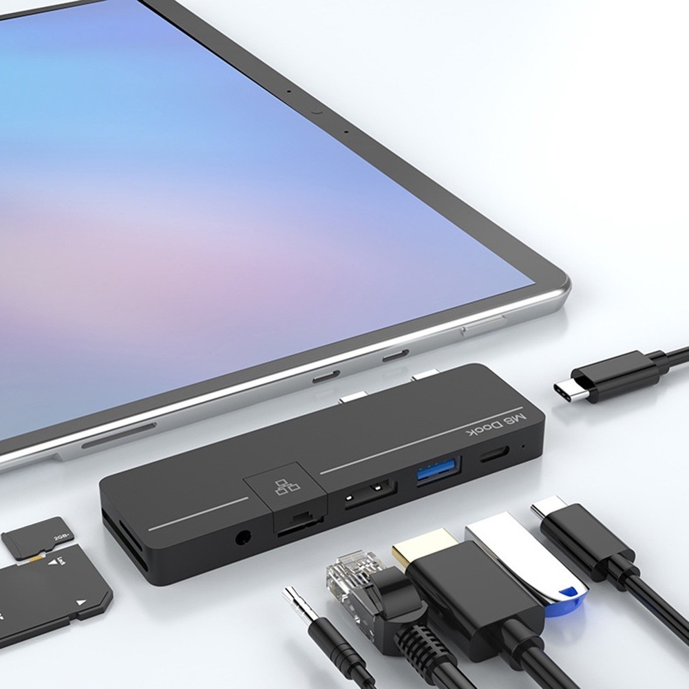♞,♘,♙7 合 1 USB C Hub Surface Pro 8 Pro 9 2022 Dock 適用於 Micro