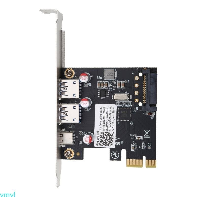 ♞,♘Ymyl PCIE PCI 適用於 Express 轉 USB 3 1 Type-C 2 端口 USB 3 0 T