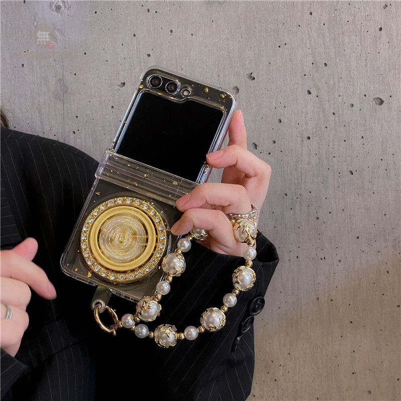 『無憂良品』 白金發財金幣轉盤適用三星ZFlip3/4代手機殼新款zflip5折疊螢幕透明