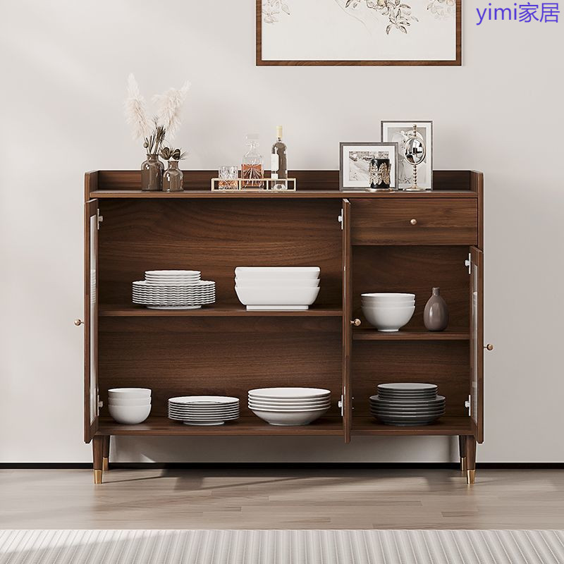 實木餐邊櫃超薄30cm家用收納茶碗櫃茶水櫃小戶型牆邊廚房矮置物櫃