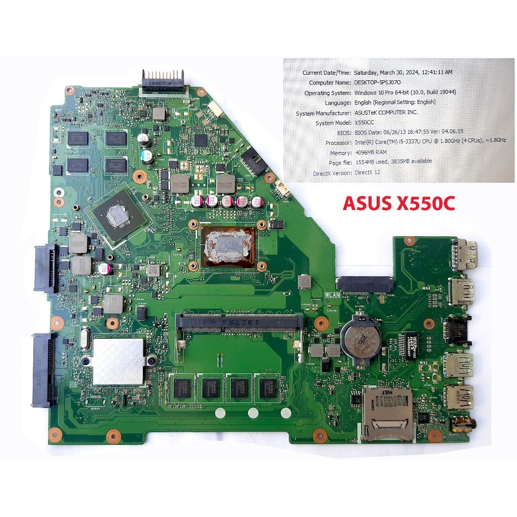 華碩 X550c CPU 筆記本電腦主板(英特爾® 酷睿 i5-337U)(舊)