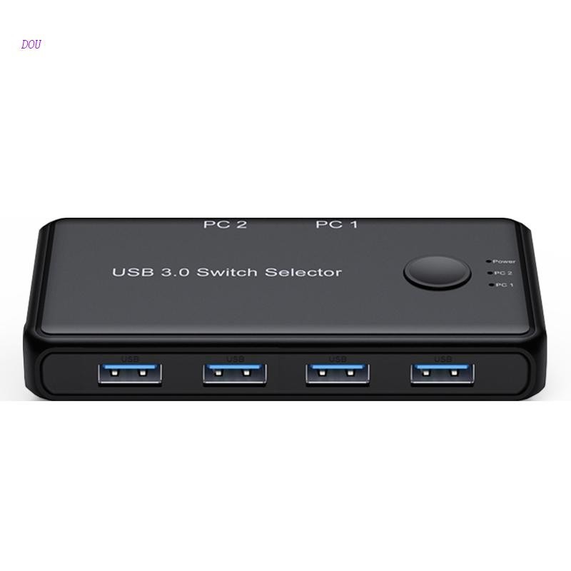 ♞,♘,♙Dou 2X4 KVM 切換器盒分配器 USB3.0 2.0 切換器盒 2 進 4 出 USB KVM 適配器