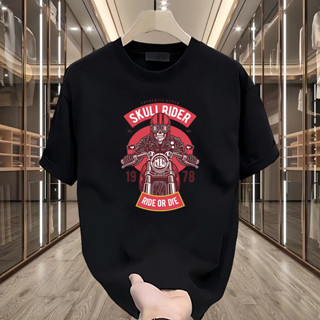【大碼】T恤上衣純色220Gsm中性黑色白色印花襯衫純棉夏季T恤衣服潮流插畫卡通圓領舒適時尚簡約