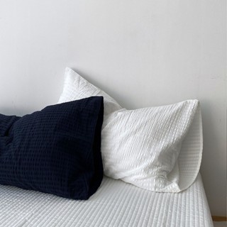 簡約素色泡泡紗枕套水洗棉枕皮48*74cm單人柔軟枕頭套一對裝素色