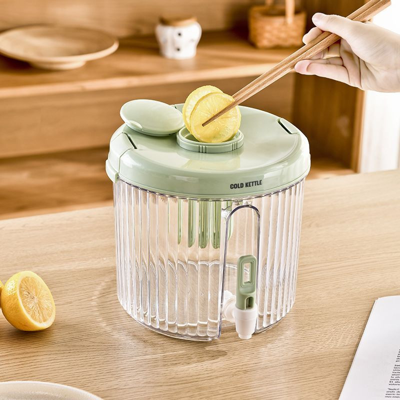 涼水壺大容量水果檸檬冷水壺客廳戶外冰壺冰箱帶水龍頭冷飲布