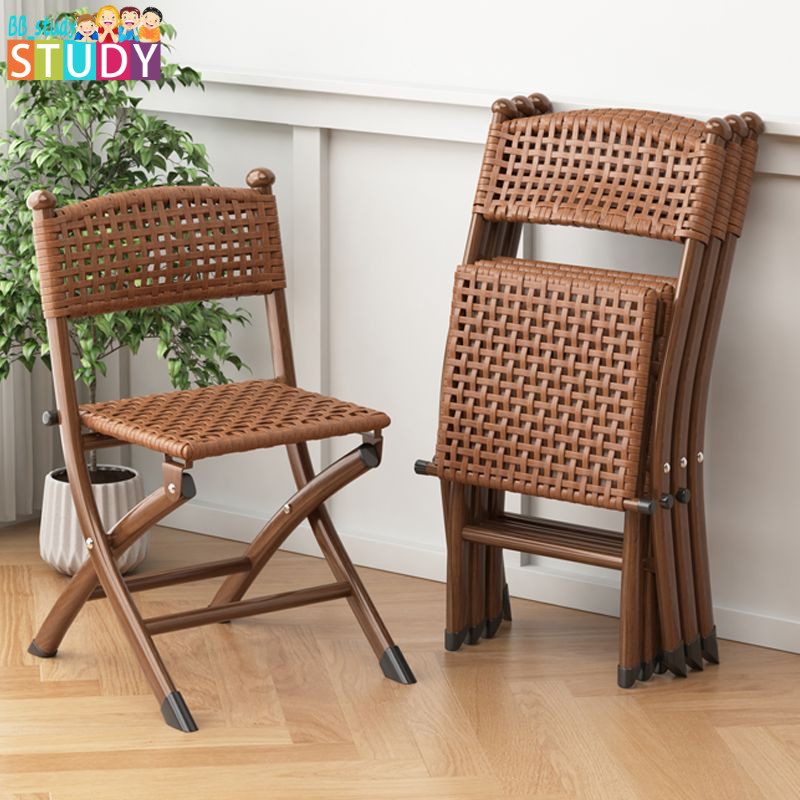 藤椅休閒小凳子簡約靠背椅編織小藤椅藤編凳子折疊椅戶外休閒椅