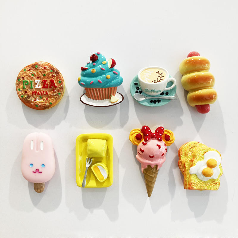 買6免1創意冰箱貼可愛甜筒蛋糕仿真芒果麵包食物磁性貼吸鐵石裝飾