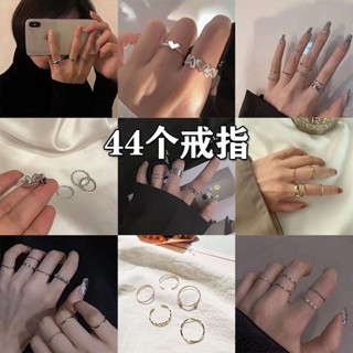 戒指 【3.1萬人收藏】戒指ins學生素圈戒指可調節小眾不掉色情侶閨蜜高階時尚套裝禮物
