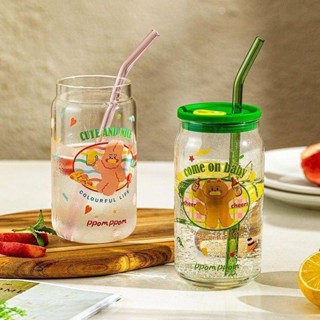 玻璃杯吸管水杯 家用杯子夏季女生大容量 ins風牛奶果汁杯