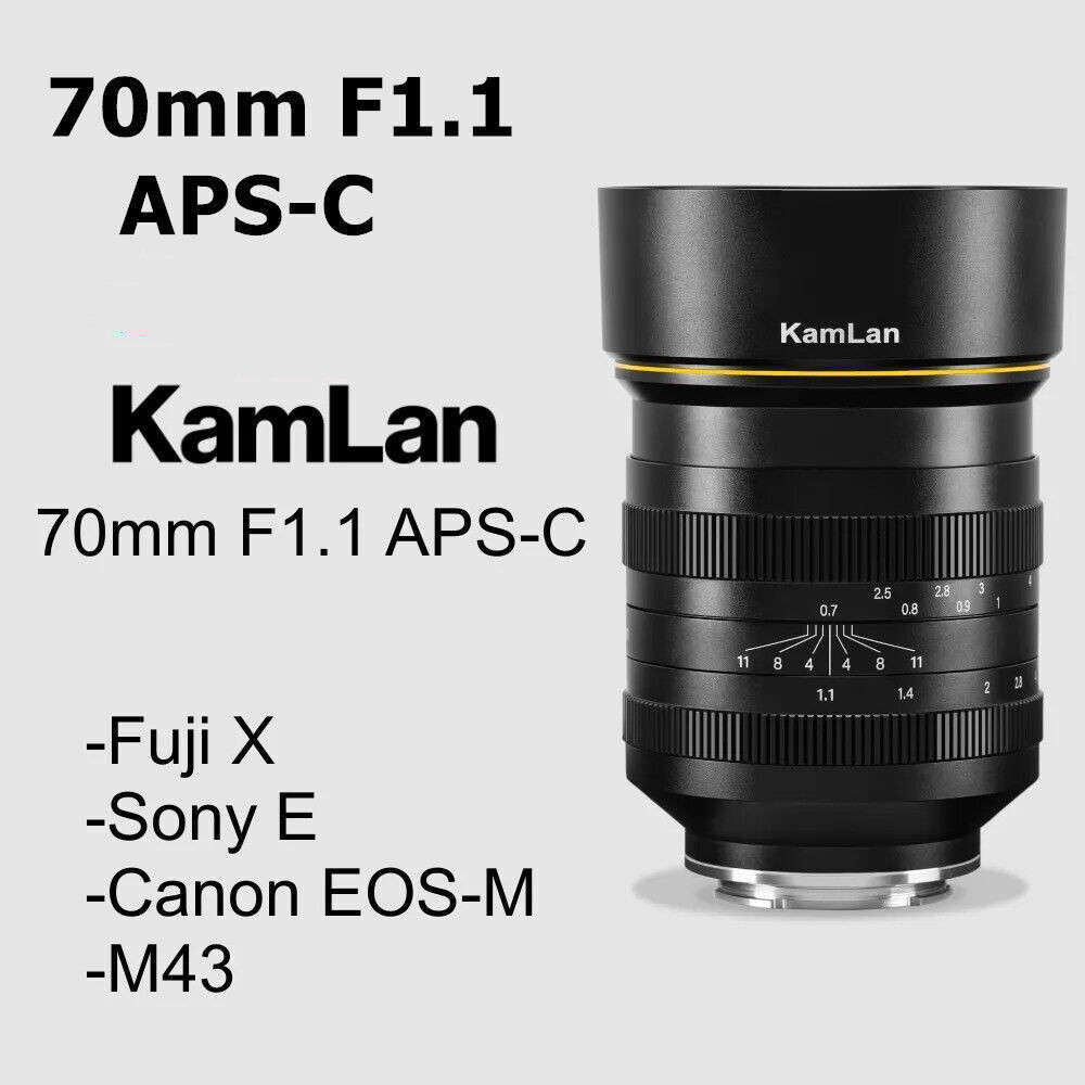 Kamlan 70mm f1.1 APS-C 大光圈手動對焦鏡頭適用於佳能 EOS-M/索尼 E/富士 X/M43 卡口