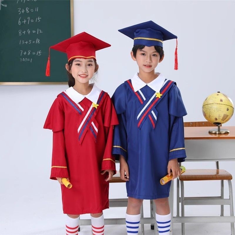新款兒童博士服 幼兒園學士服 小學生男女畢業服裝 拍照博士帽禮服套裝
