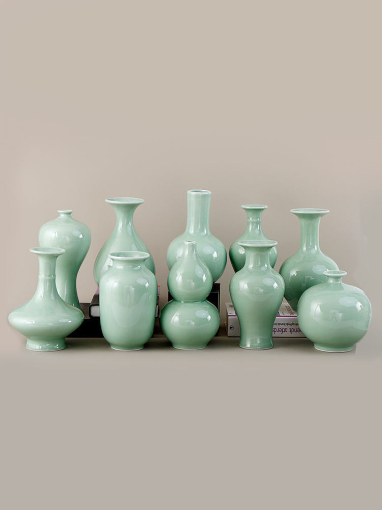 景德鎮影青瓷陶瓷花瓶高溫青瓷陶瓷花瓶可水培陶瓷裝飾擺件花瓶