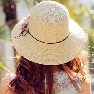 【時尚帽子】 草帽出遊遮陽帽海邊沙灘太陽防晒摺疊帽