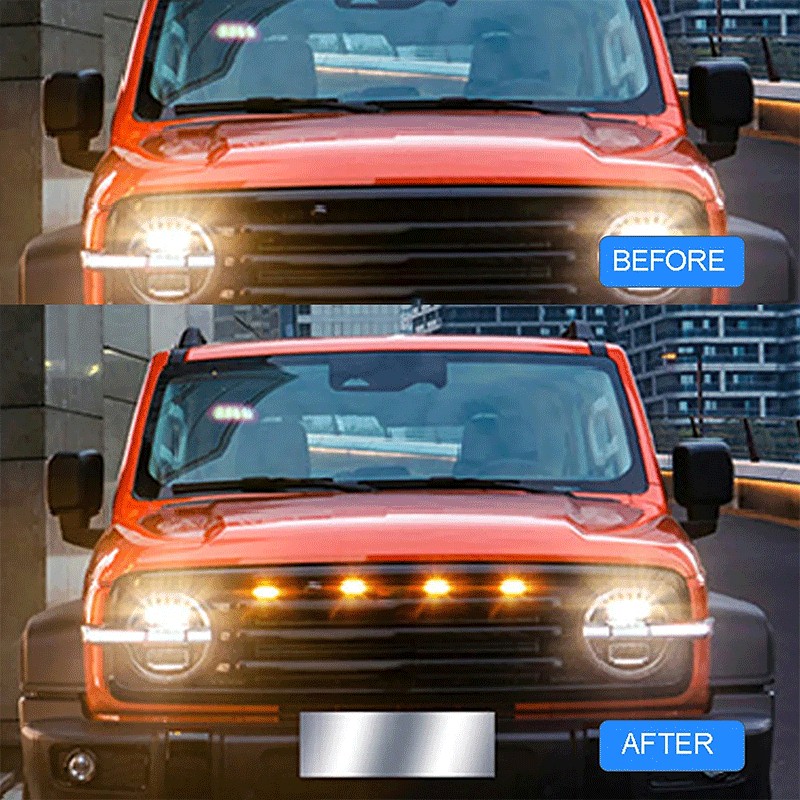 3 合 1 通用汽車 LED 格柵燈煙熏外殼琥珀色格柵燈線束日間行車霧燈適用於福特豐田 SUV