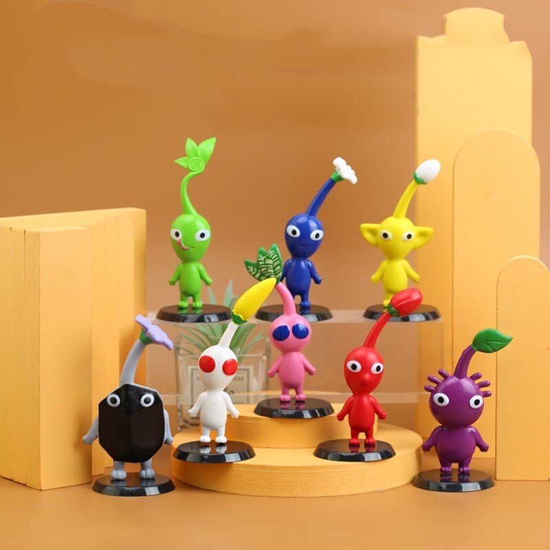 8 件/套 Pikmin 可動人偶玩具 PVC 模型 Rock Pikmins Oatchi 娃娃兒童禮物