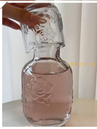 玻璃杯 玻璃水壺 【新家的100個】玫瑰酒壺浮雕花朵微醺香檳果汁壺杯套裝