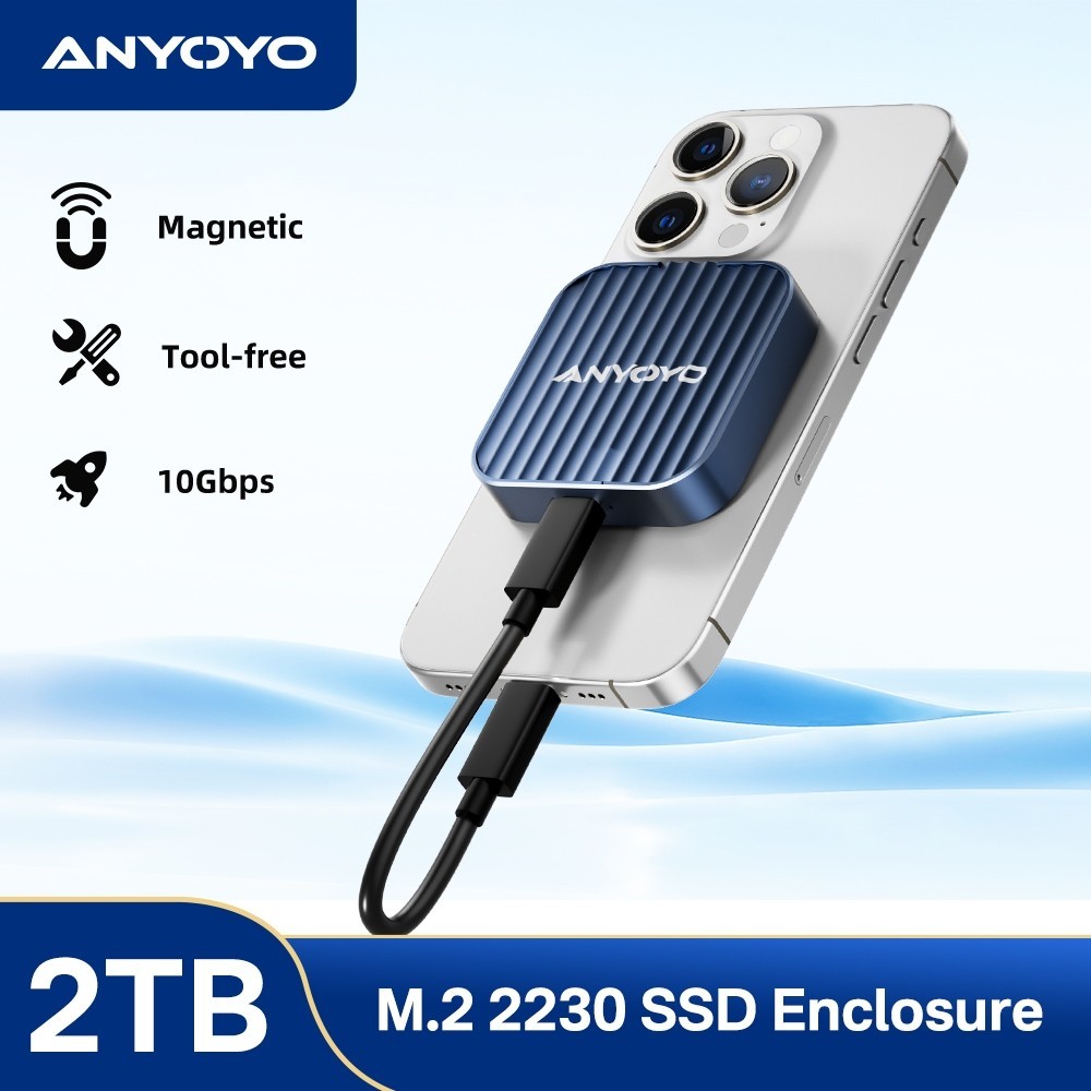 ♞Anyoyo 磁性 M.2 2230 NVMe SSD 手機外殼,帶 Magsafe,適用於 iPhone 15 Pr