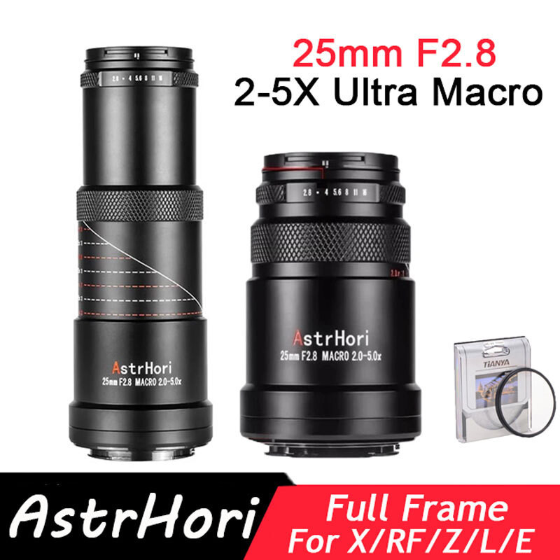 國際牌 Astrhori 25mm F2.8 2-5X 超微距鏡頭全畫幅手動對焦適用於富士 X 佳能 RF 尼康 Z 松