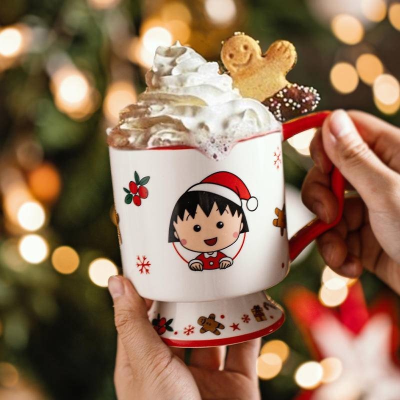 【櫻桃小丸子】聖誕馬克杯家用早餐牛奶咖啡杯陶瓷水杯