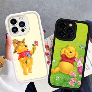 PUTIH HITAM J-20 小熊維尼黑色白色軟矽膠殼適用於 iPhone 8 13 Pro Max Plus