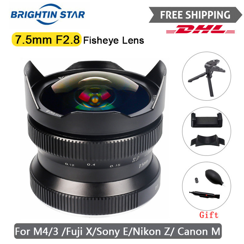 Brightin Star 7.5mm F2.8 APS-C 超廣角魚眼相機鏡頭適用於索尼 E 尼康 Z 富士 XF M